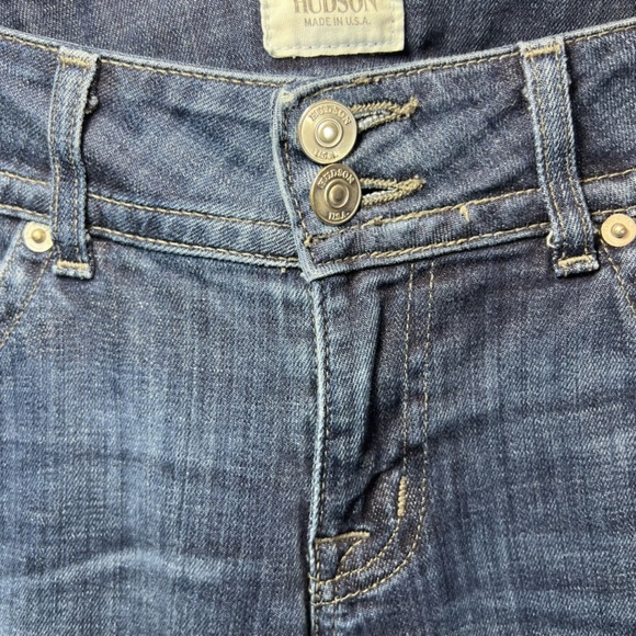 Hudson Womens Signature Bootcut Flap Jeans Dark Blue Distressed Stretch Sz 28x29 - Picture 5 of 15